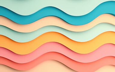 Obraz premium Colorful wavy layers of paper create a modern, vibrant abstract background.