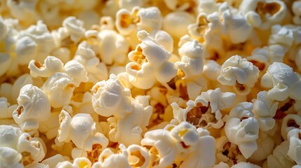 Close-up of a pile of freshly popped popcorn kernels.