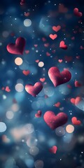 Obraz premium hearts floating in the air with bokeh lights creating an ethereal and dreamy effect
