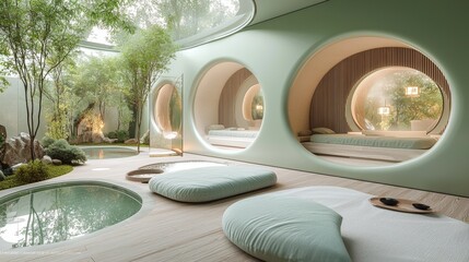 Serene minimalist workspace in soft sage green for relaxed productivity