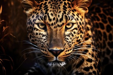 Fototapeta premium Wild Leopard on the Prowl: Stunning Image of Fierce Feline in its Natural Habitat