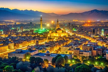 Obraz premium Vibrant Nightlife in Tehran, Isfahan, Mashhad, Tabriz & Shiraz: Bokeh Cityscapes