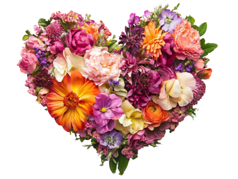 Colorful flower arrangement in heart shape design - Powered by Adobe