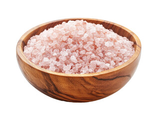 Organic pink salt in wooden bowl for cooking