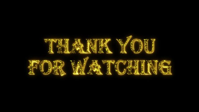 Thank You For Watching golden text animation with dots particles shiny gold