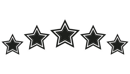 Set of five star flat icon isolated on white background.