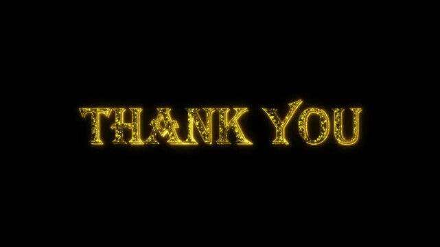 Thank you golden text animation with dots particles shiny gold