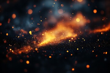 Obraz premium Fiery embers and sparks on dark background.