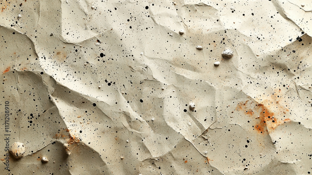 Aufkleber crumpled textured paper with speckles and natural color variations creates artistic background. uniq