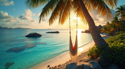 Swing on the shore of paradise beach.