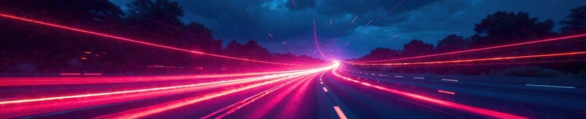 Obraz premium Vibrant light trails evoke an otherworldly ambiance amidst the darkness, bokeh, light trails, glow