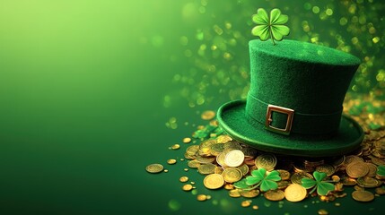 Naklejka premium St Patricks day, hat on green