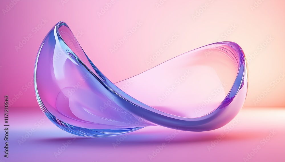 Poster rendering of digital gradient transparent curve glass in an artistic style. features a smooth gradie