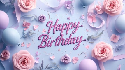 Elegant birthday celebration card with pastel colors home graphic design festive atmosphere close-up joy and celebration