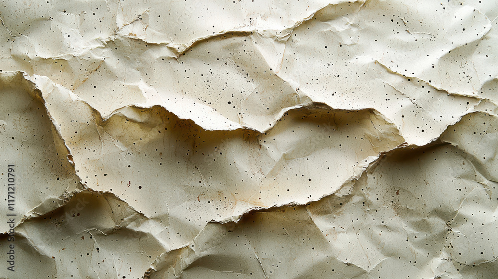 Poster crumpled textured paper background with natural grain and subtle speckles, ideal for eco friendly de