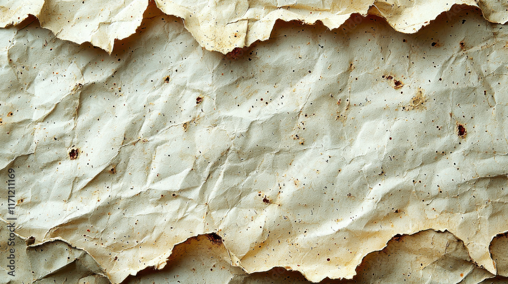 Poster crumpled textured paper background with natural grain and imperfections, ideal for eco friendly desi