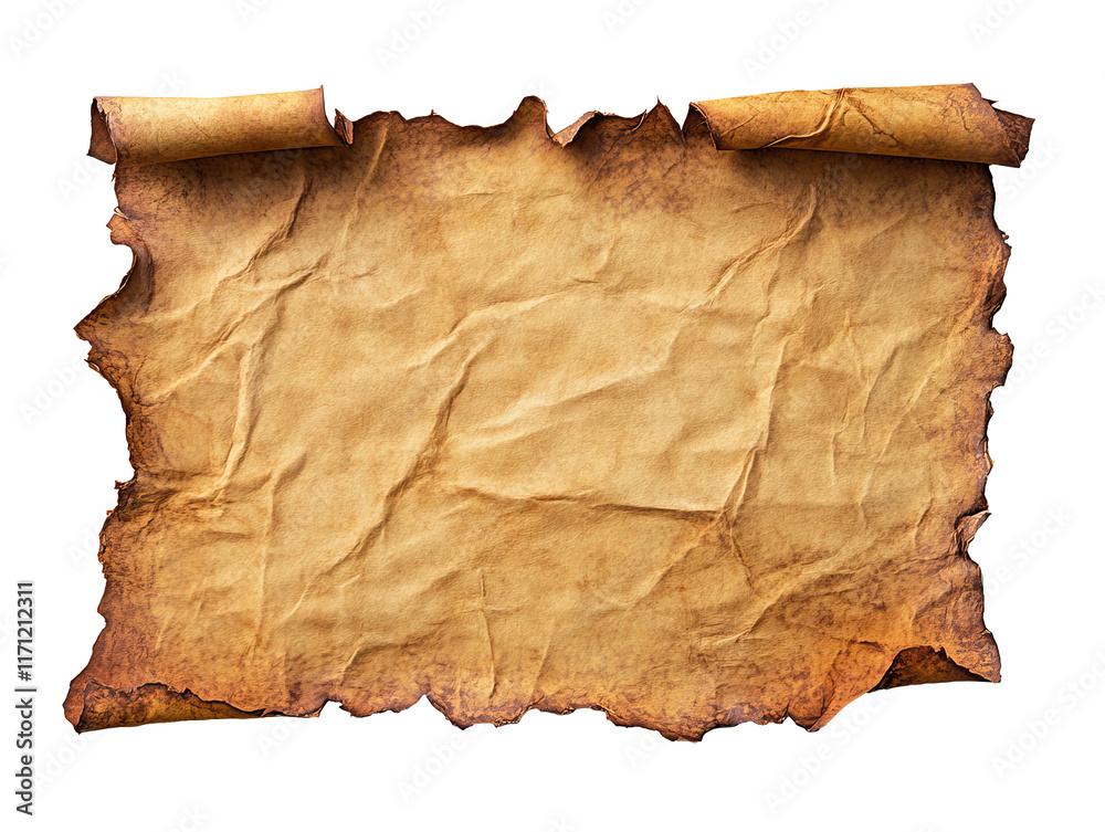 Wall mural old parchment scroll with rough edges and texture