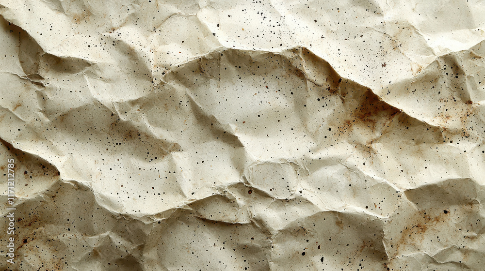 Poster crumpled textured paper background with natural grain and speckles, ideal for eco friendly designs a