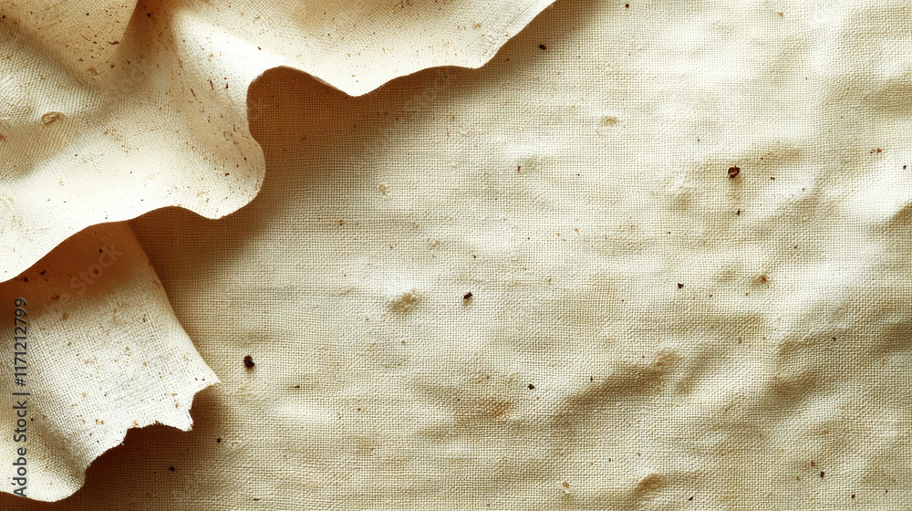 Poster Textured linen fabric with natural imperfections and soft beige color, ideal for eco friendly design projects. subtle grain adds character and warmth to any setting