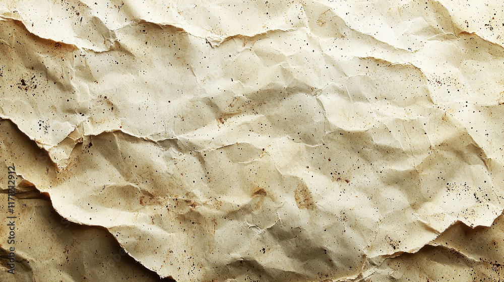 Poster crumpled textured paper background with natural grain and subtle imperfections, ideal for eco friend