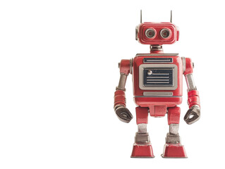 Red robot toy on white background