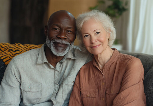 Pretty elderly mixed race couple