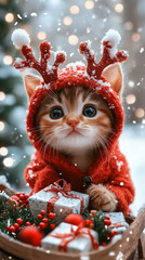 cat in christmas hat
