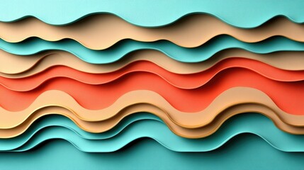 Obraz premium Abstract layered waves in vibrant colors