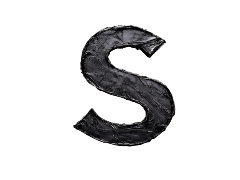 Black textured letter S created with paint