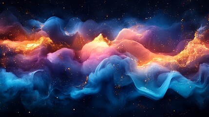 Fototapeta premium Celestial Nebula Swirls Of Blue Pink And Gold