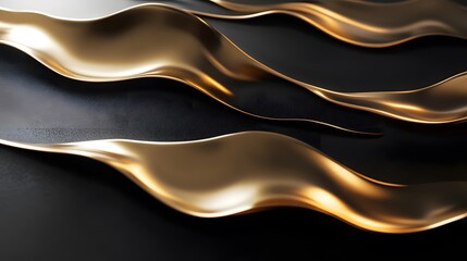 Golden Waves Flowing Over Dark Background