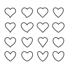 set of line heart vector, concept of love, linear thin black line