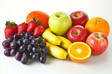 fruits on white background