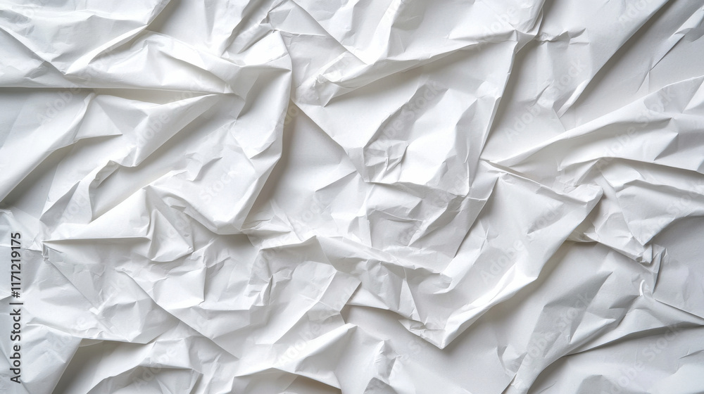 Aufkleber Crumpled white recycled craft paper texture creates unique background, perfect for various design projects. Its subtle imperfections add character and depth to any composition