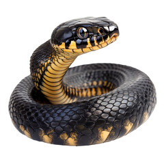 Fototapeta premium Exotic black and yellow snake coiling gracefully