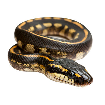 Unique snake coiled on a white background