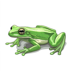 Obraz premium Green Frog Illustration: A Colorful Amphibian in Nature's Embrace