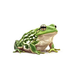 Obraz premium Expressive Green Frog in Close-Up: A Captivating Portrait of Amphibian Beauty