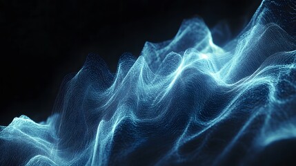 Fototapeta premium Abstract Blue Digital Waveform Landscape
