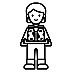 우유병을 들고 있는 여자 농부 아이콘