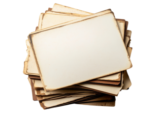 Stacked blank vintage cards ready for creative use