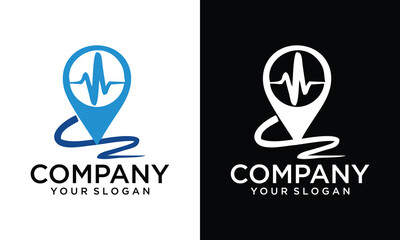 Creative monoline with Map pin logo 