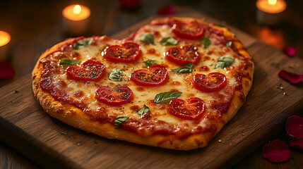 Heart-shaped pizza