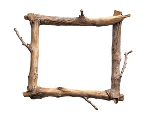 wood frame craft from weathered tree branch twig, picture frame, cutout png