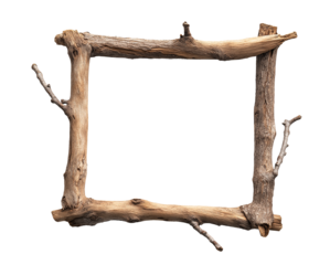 wood frame craft from weathered tree branch twig, picture frame, cutout png
