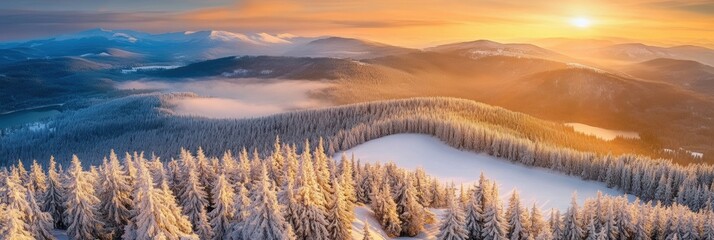 Majestic winter landscape scenery wallpaper with snow mountain forest
