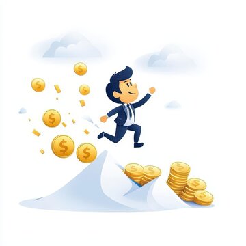 Wealth Mentality Goals Concept, A resilient entrepreneur recovering from setbacks and redoubling their efforts to align with their wealth mentality