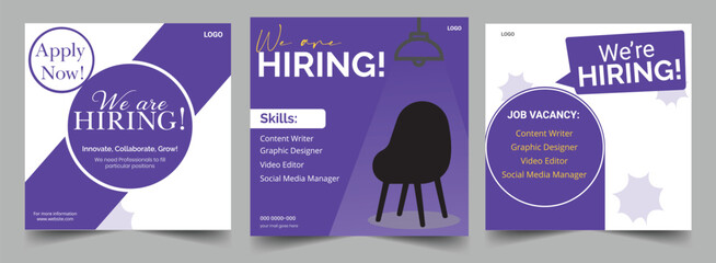We are hiring social media post medical specialist doctor nurse banner template.
We are hiring or job vacancy social media post template or square web banner.template or employee recruitment post .

