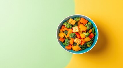 Freshly Prepared Colorful Vegetable Medley in Bowl on Bright Background