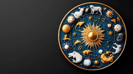 Vibrant Hand Painted Astrological Zodiac Wheel Featuring Animal Symbols and Celestial Elements such as the Sun Moon Planets and Stars  Esoteric Metaphysical Cosmic Design